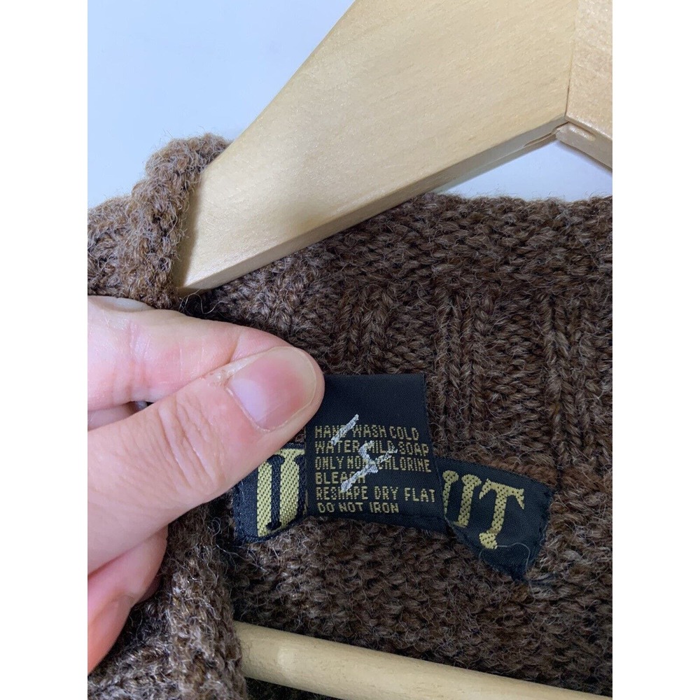 Vintage Sweater Womens Large VNeck Wool Blend Kangaroo Pocket Brown In Knit - Picture 6 of 6